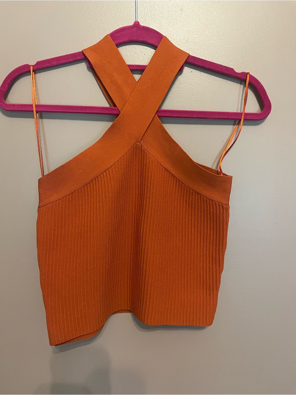 Ribbed Cross Front and Back Camisole in Burnt Orange